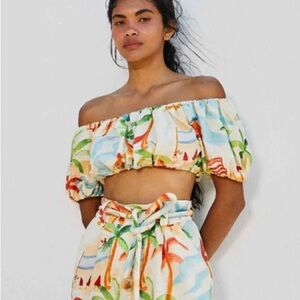 NWT FARM RIO Copacabana Crop Top, Multicolor, size S
